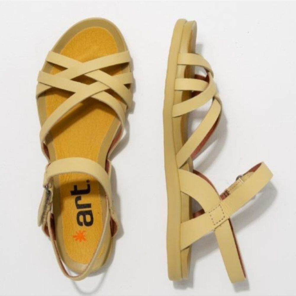 Art Larissa Comfort Flat Sandals Color Wheat Light Yellow Neutral Size EU 40